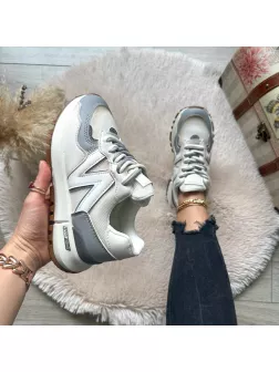 Adidasi dama casual albi cu gri 2532